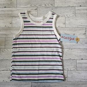 Cat & Jack Girls Striped Tank Top - White, Purple, Green Size 12 Months